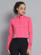 Rock.it Women Pink Solid Mock Neck Full Sleeve Sweatshirt
