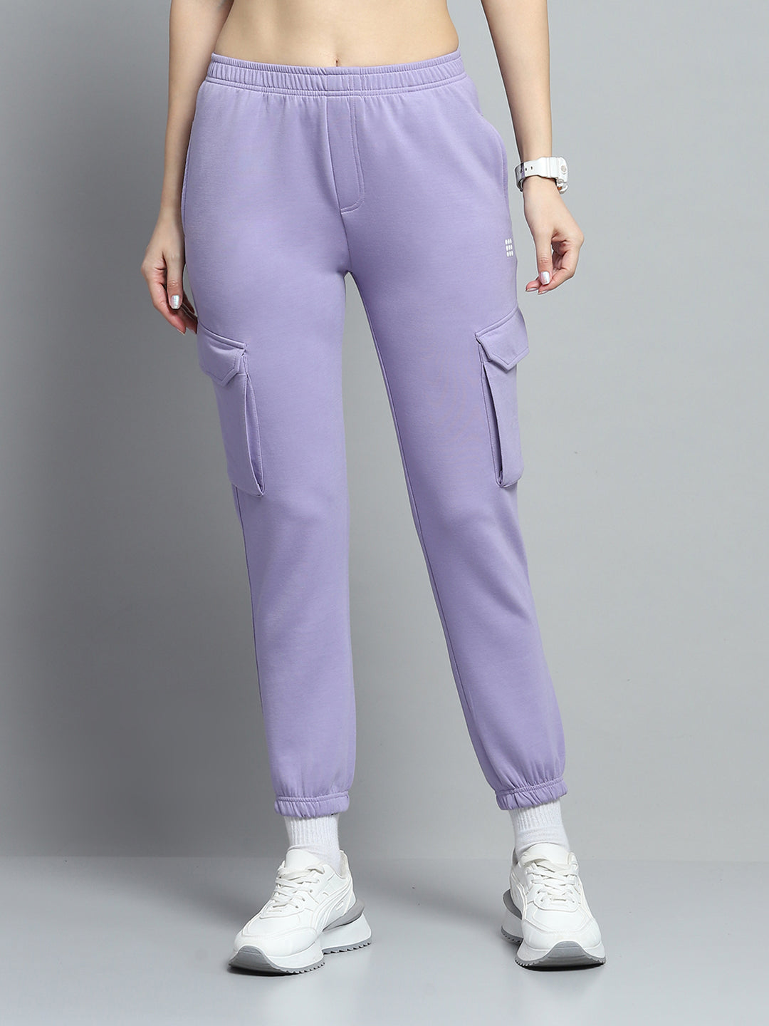 Women Purple Solid Regular Fit Jogger