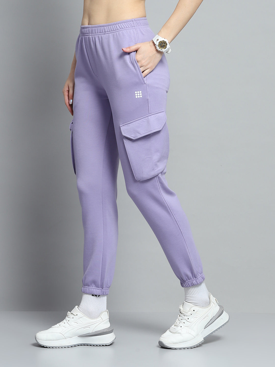 Women Purple Solid Regular Fit Jogger