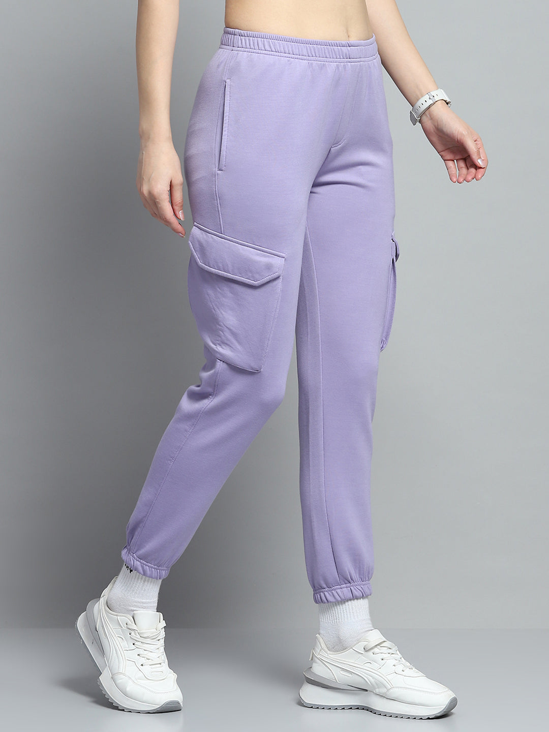 Women Purple Solid Regular Fit Jogger
