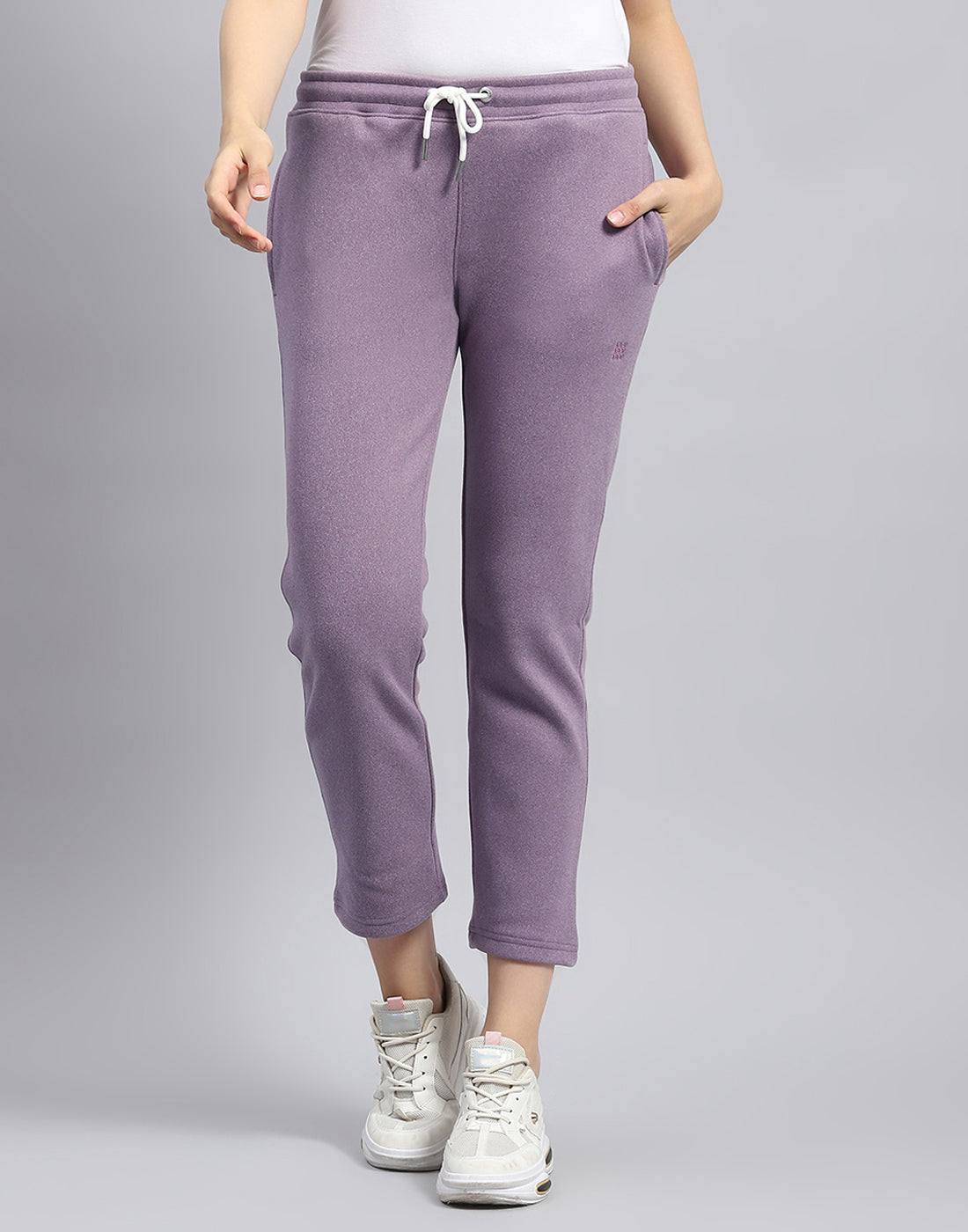 Women Purple Solid Regular Fit Winter Lower
