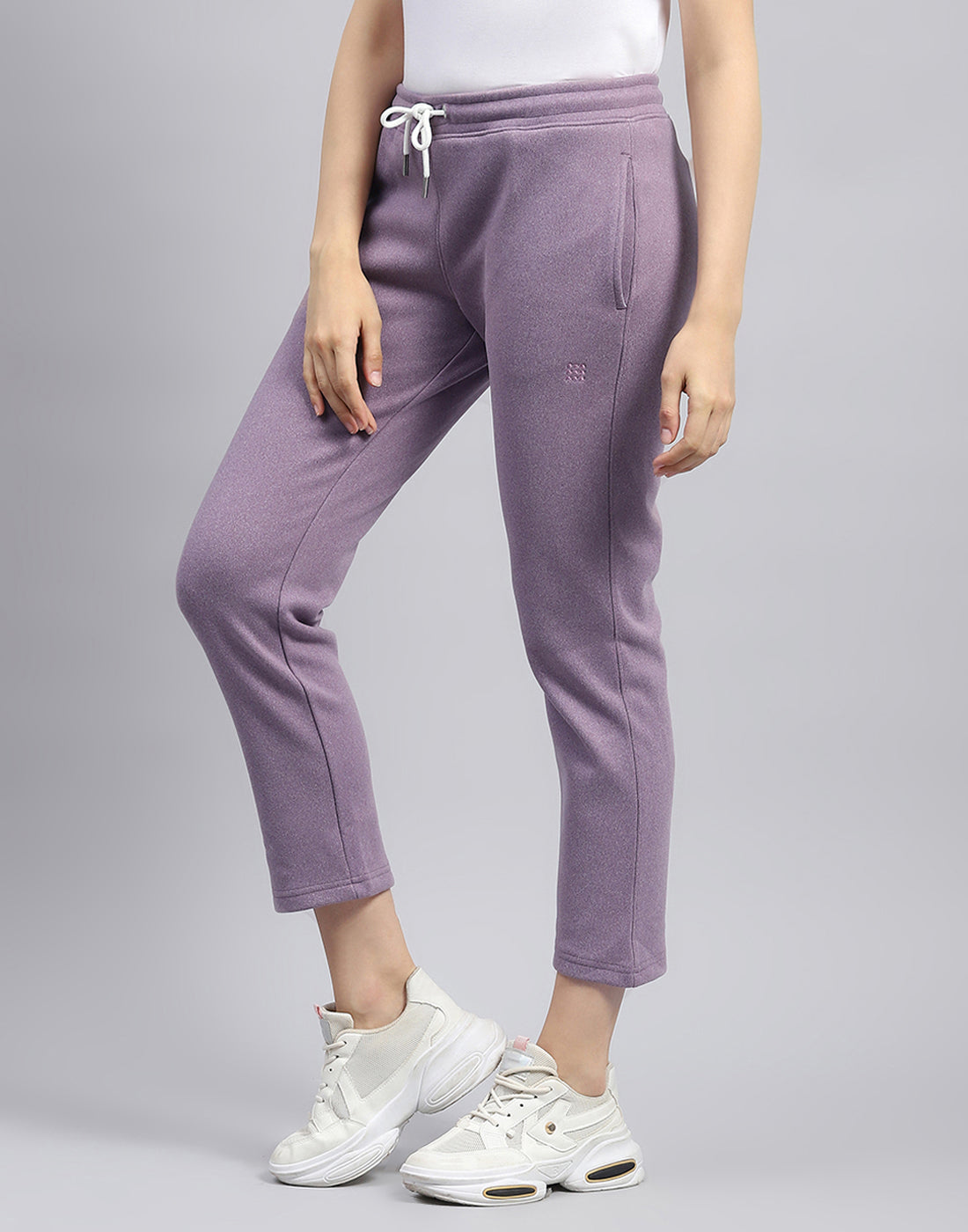 Women Purple Solid Regular Fit Winter Lower