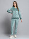 Rock.it Women Green Solid Hooded Full Sleeve Tracksuit