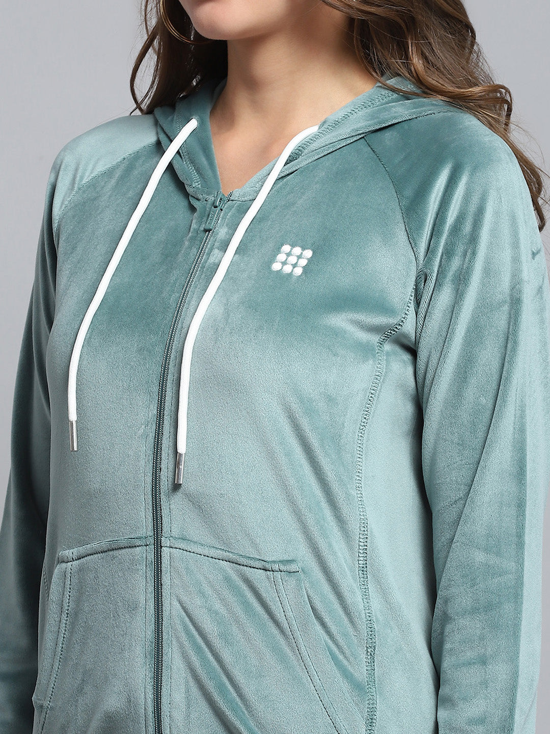Rock.it Women Green Solid Hooded Full Sleeve Tracksuit