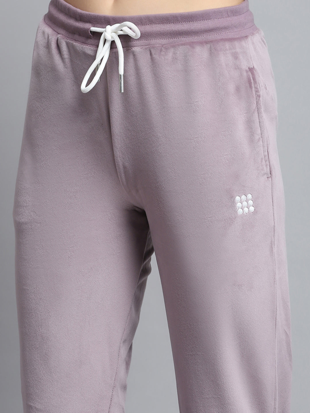 Women Purple Solid Hooded Full Sleeve Tracksuit
