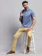 Men Blue Solid Collar Half Sleeve T-Shirt