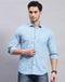 Men Blue Check Collar Full Sleeve Shirt