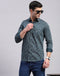 Men Green Printed Collar Full Sleeve Shirt