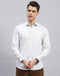 Men Off White Check Collar Full Sleeve Shirt