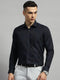 Luxuria Men Black Self Design Collar Full Sleeve Shirt