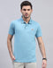 Men Sky Blue Solid Polo Collar Half Sleeve T-Shirt