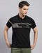 Men Black Printed Polo Collar Half Sleeve T-Shirt