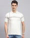 Men Off White Printed Polo Collar Half Sleeve T-Shirt