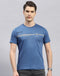 Men Blue Printed Round Neck Half Sleeve T-Shirt