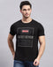 Men Black Printed Round Neck Half Sleeve T-Shirt