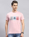Men Pink Printed Round Neck Half Sleeve T-Shirt