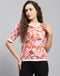 Women Rust Printed Round Neck Half Sleeve Top