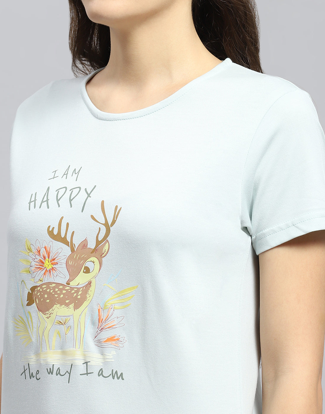 Women Sea Green Printed Round Neck Half Sleeve Lower Set