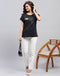 Women Navy Blue Printed Round Neck Half Sleeve Top