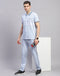 Men Sky Blue Solid Polo Collar Half Sleeve Lower Set