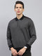 Luxuria Men Black Solid Collar Full Sleeve Winter T-Shirt