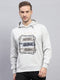 Men Grey Printed Hooded Full Sleeve Winter T-Shirt