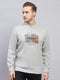 Men Grey Printed Round Neck Full Sleeve Sweatshirt
