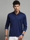 Luxuria Men Blue Self Design Collar Full Sleeve Winter T-Shirt