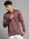 Luxuria Men Brown Self Design Collar Full Sleeve Winter T-Shirt