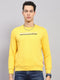 Men Yellow Printed Round Neck Full Sleeve Sweatshirt