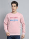Men Pink Printed Round Neck Full Sleeve Sweatshirt