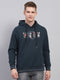 Men Green Printed Hooded Full Sleeve Sweatshirt