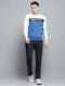 Men Navy Blue Printed Round Neck Full Sleeve Winter Tracksuit