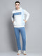 Men Blue Printed Hooded Full Sleeve Winter Tracksuit