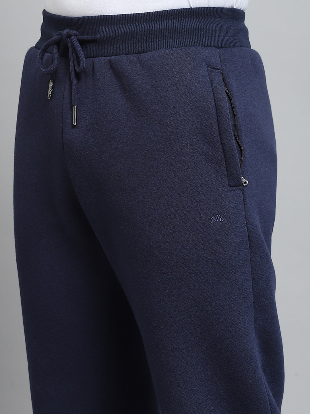 Men Blue Solid Hooded Full Sleeve Winter Tracksuit