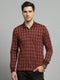 Luxuria Men Rust Check Collar Full Sleeve Winter T-Shirt
