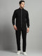 Luxuria Men Black Self Design Mock Neck Full Sleeve Winter Tracksuit