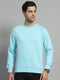 Men Turquoise Blue Solid Round Neck Full Sleeve Sweatshirt