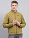 Men Mustard Solid Mock Neck Full Sleeve Jacket