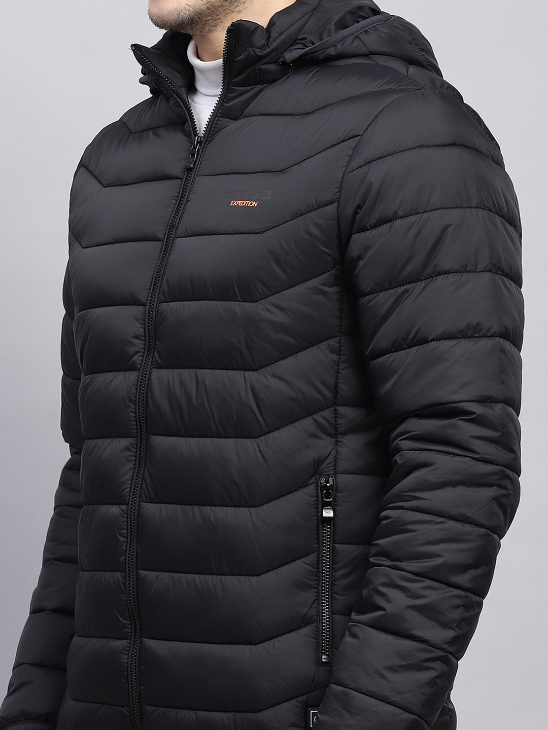 Men Black Solid Hooded Full Sleeve Jacket