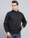 Men Navy Blue Solid Mock Neck Full Sleeve Reversible Jacket