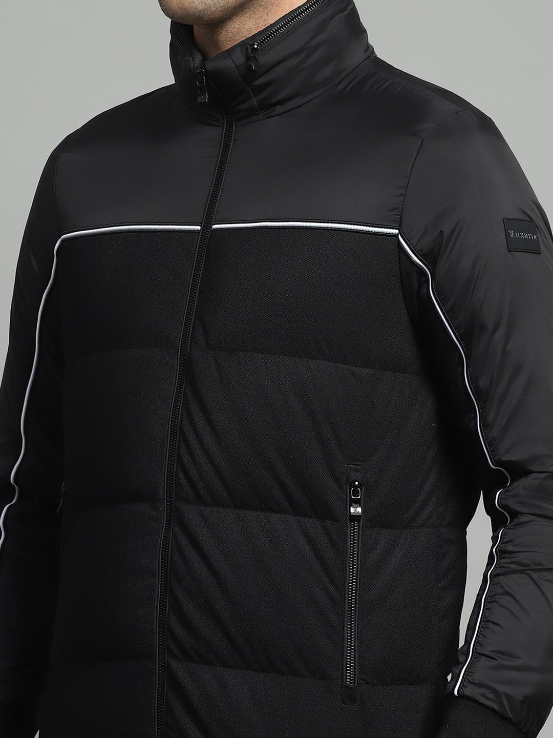 Luxuria Men Black Solid Detachable Hood Full Sleeve Jacket