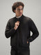 Men Grey Solid Band Collar Full Sleeve Jacket