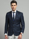 Luxuria Men Blue Solid Notch Lapel Collar Full Sleeve Coat