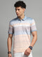 Luxuria Men Blue Stripe Collar Half Sleeve T-Shirt