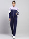 Women Blue Solid Mock Neck Full Sleeve Tracksuit