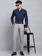 Men Grey Solid Smart Fit Trouser
