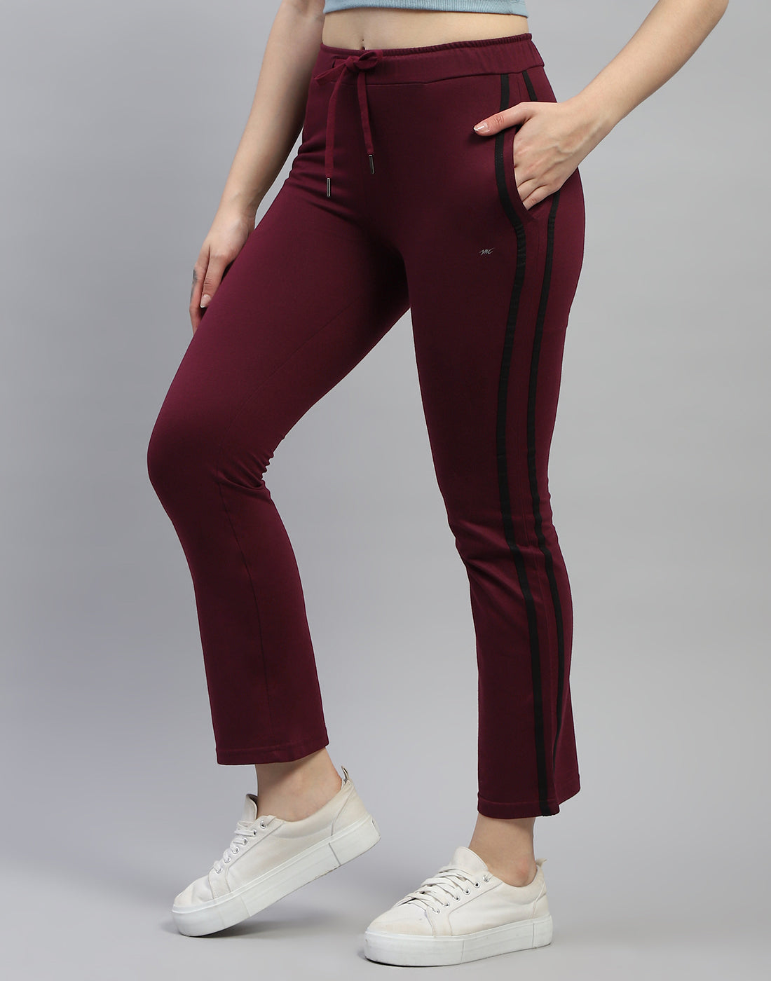 Women Maroon Solid Regular Fit Lower