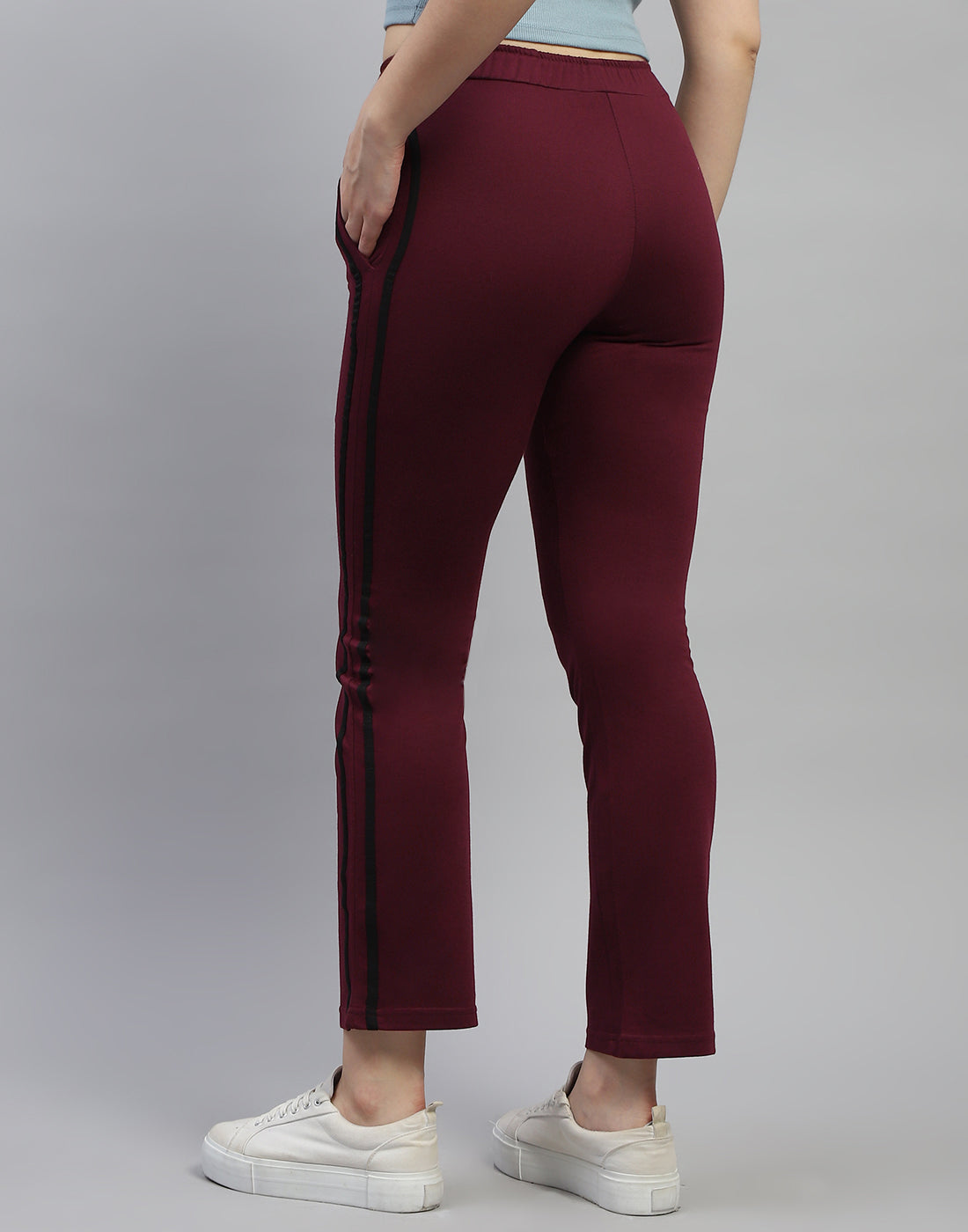 Women Maroon Solid Regular Fit Lower