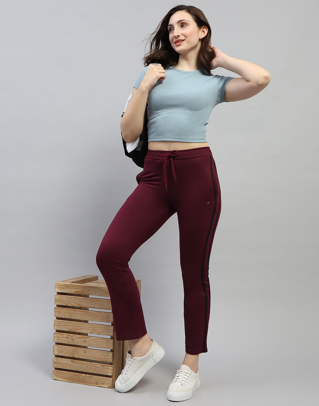 Women Maroon Solid Regular Fit Lower